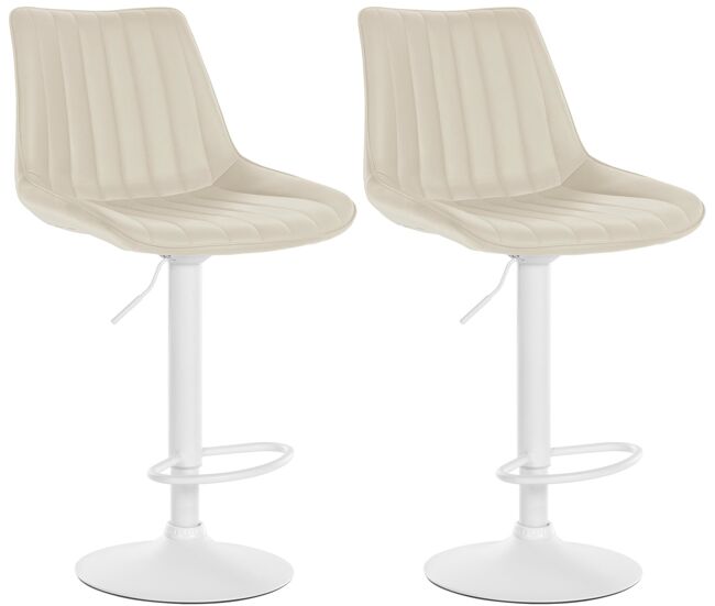 Juego de 2 taburetes de bar toni en polipiel simil cuero crema 50x49.5x91 cm