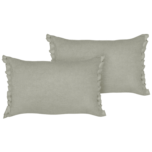 Conjunto de 2 almofadas decorativas SASSAFRAS Linho 30 x 45 cm Cinzento claro Sólido