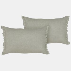 Conjunto de 2 almofadas decorativas SASSAFRAS Linho 30 x 45 cm Cinzento claro Sólido