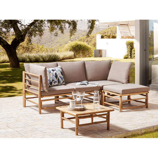 Poltrona modular de jardim CERRETO Madeira de bambu Taupe Poltrona modular de jardim CERRETO Madeira de bambu Taupe