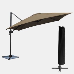 Sombrilla cuadrada MOLOKAI 3x3m topo + funda