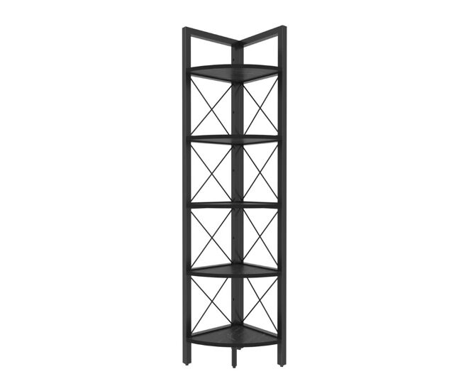 Estantería de esquina 5 estantes negro H160 cm - Remo