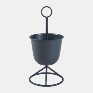 Suporte para plantas Alphen com vaso metálico 48xØ23cm - Preto en.casa