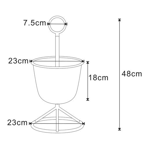 Suporte para plantas Alphen com vaso metálico 48xØ23cm - Preto en.casa