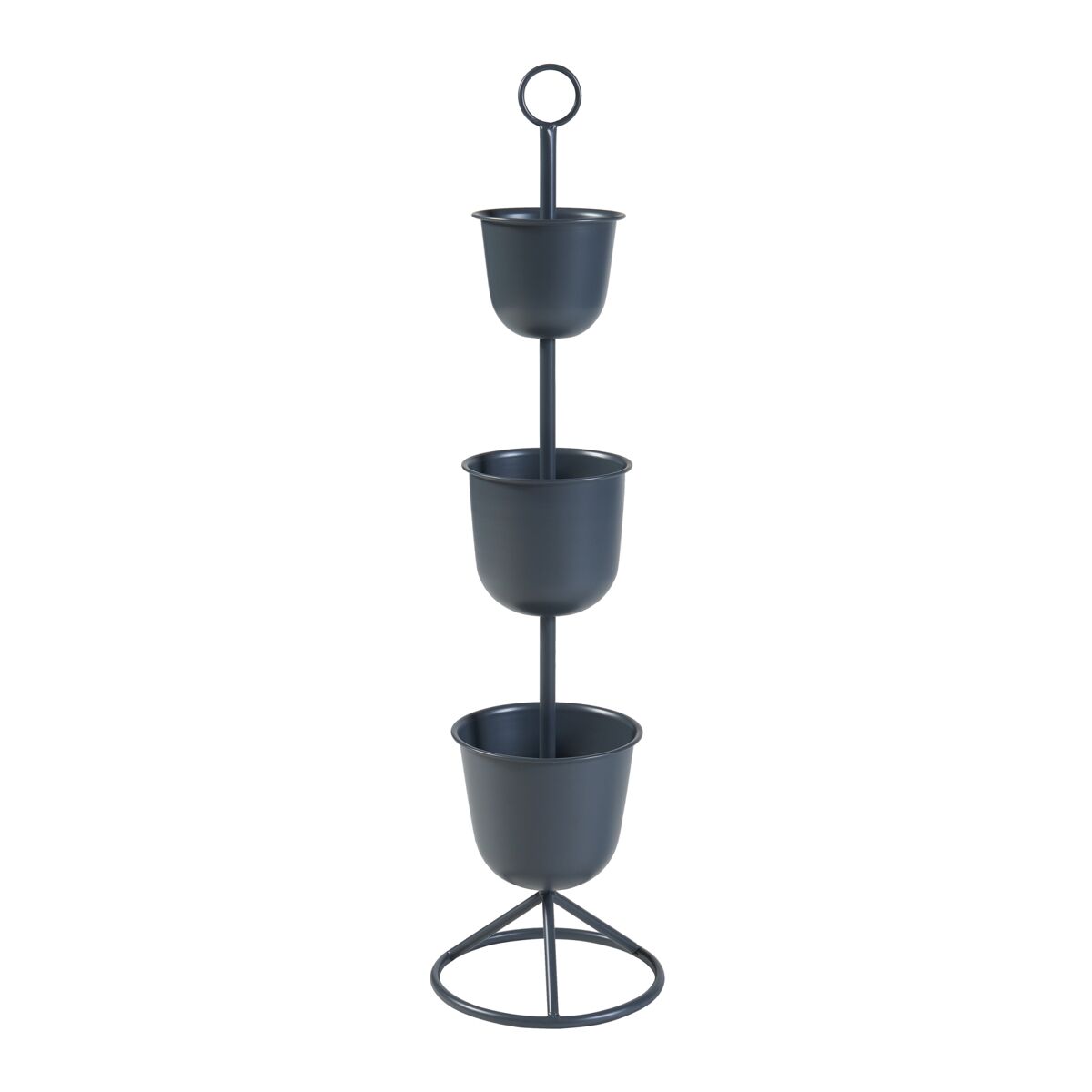 Soporte para plantas alphen con 3 maceteros metal 110xø28cm - negro [en.casa]