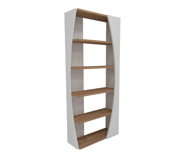 Estantería 5 estantes decoración blanco y pino atlántico H150 cm - Selge