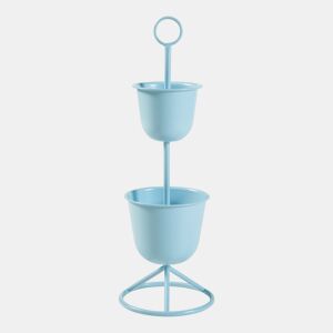 Suporte para plantas Alphen com 2 vasos metálicos 77xØ26cm - Azul claro en.casa