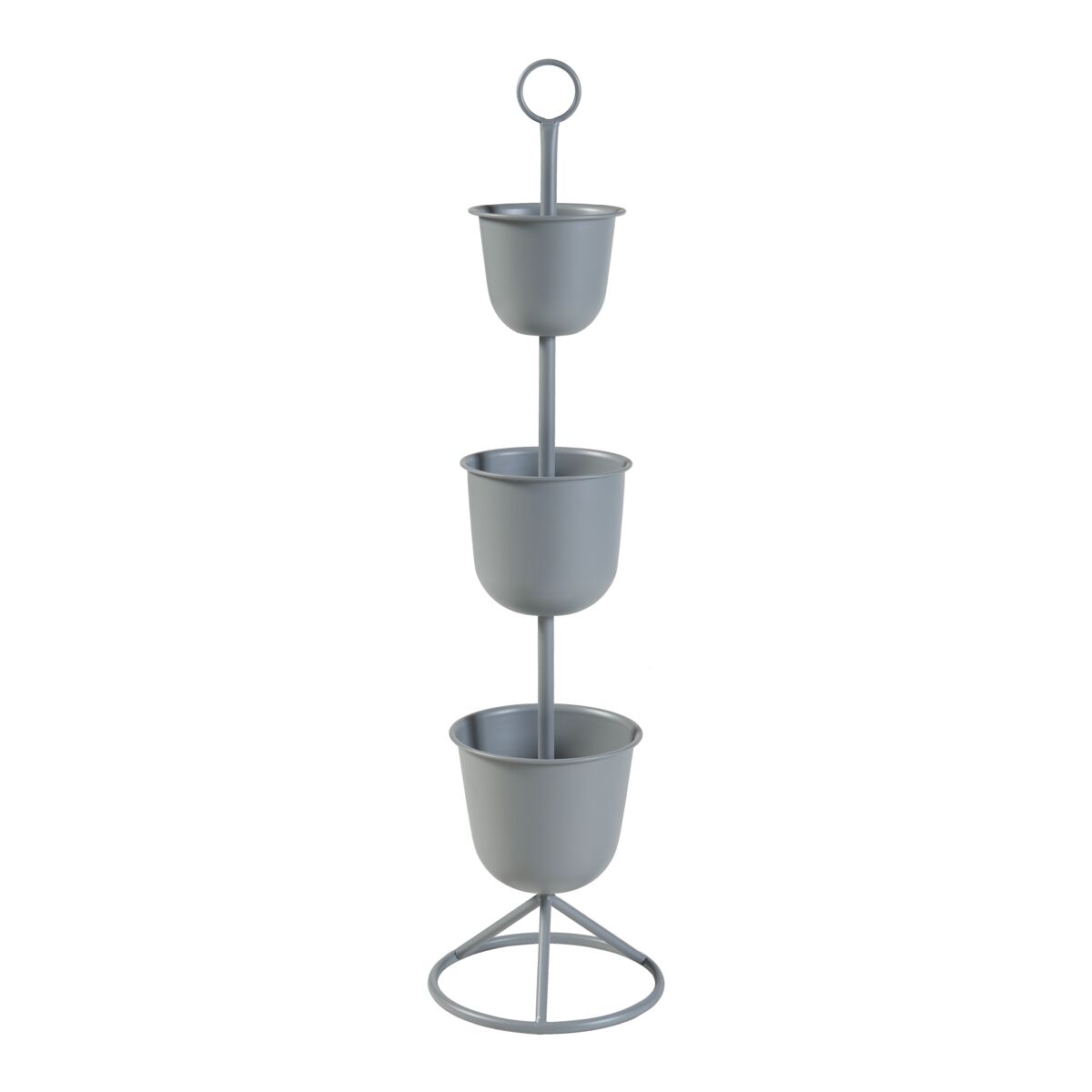 Soporte para plantas alphen con 3 maceteros metal 110xø28cm - gris [en.casa]