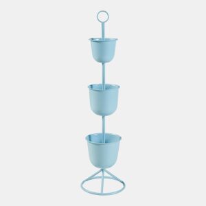 Suporte para plantas Alphen com 3 vasos metálicos 110xØ28cm - Azul claro en.casa