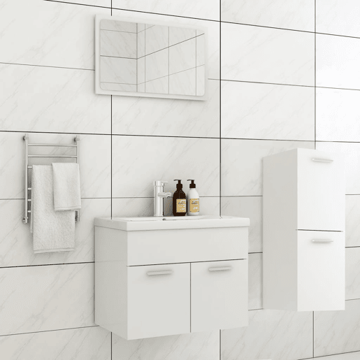 vidaXL Conjunto de móveis de casa de banho derivados madeira branco