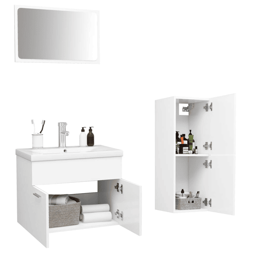 vidaXL Conjunto de móveis de casa de banho derivados madeira branco
