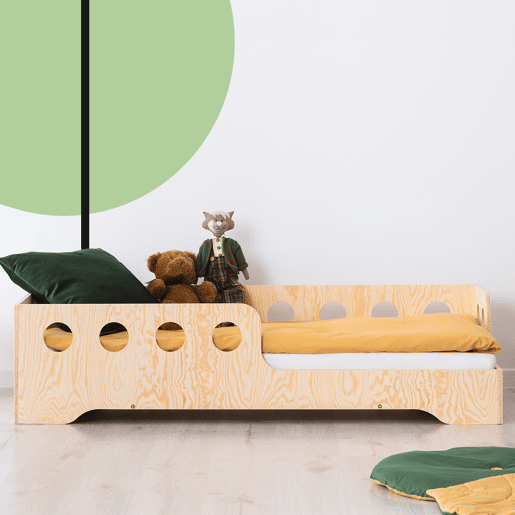 Cama Sacha Bois 90x200 de entrada direita com estrado de ripas