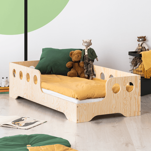 Cama Sacha Bois 90x200 de entrada direita com estrado de ripas