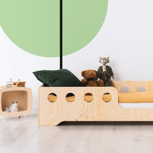 Cama Sacha Bois 90x200 de entrada direita com estrado de ripas