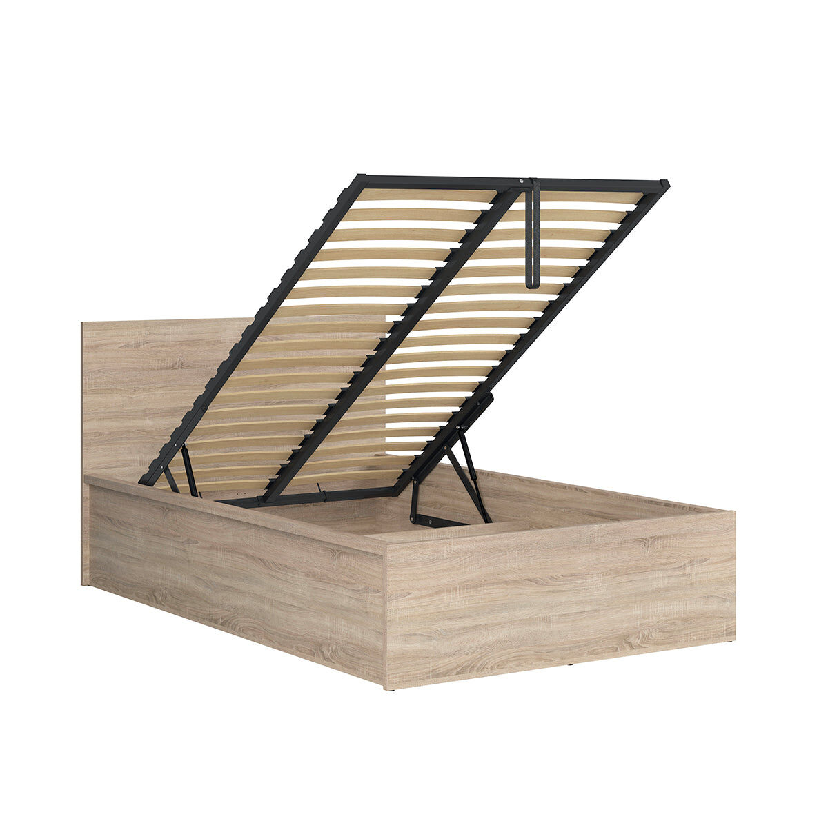 Cama canapé con somier Edwin 129x129 Roble