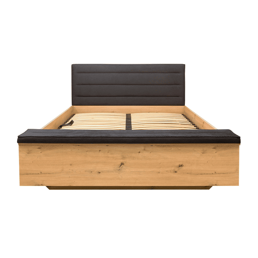 Cama baú 140x200 com banco e base Glenn Madeira e Preto