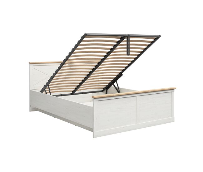 Cama canapé 160x200 somier incluido victoria blanco y madera