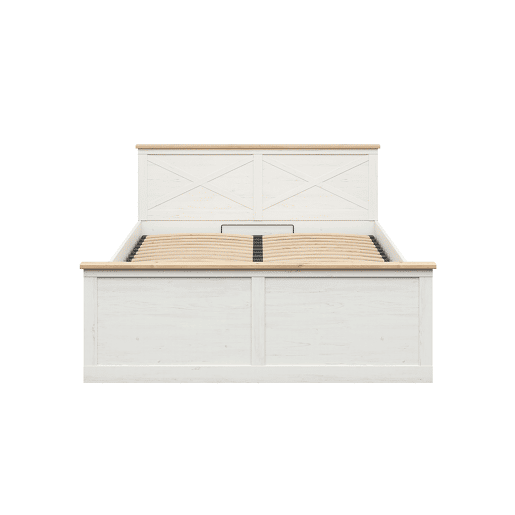 Lit coffre 160x200 sommier inclus Victoria Blanc et Bois