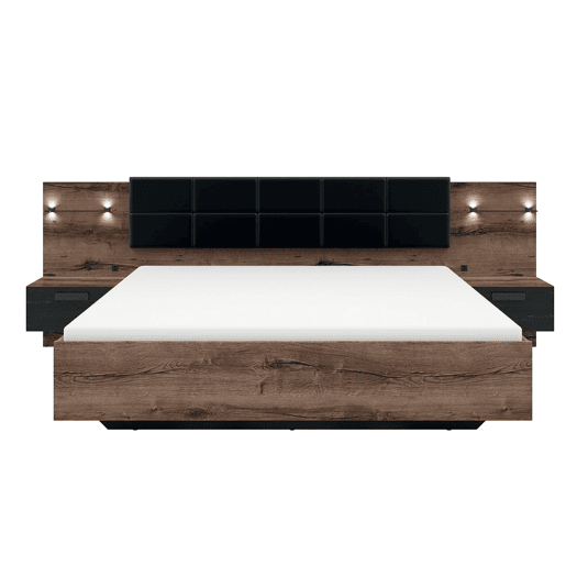 Cama baú 180x200 base cabeceira LED e tomada USB incluídas Romane Madeira Cama baú 180x200 base cabeceira LED e tomada USB incluídas Romane Madeira