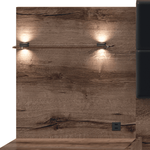 Cama baú 180x200 base cabeceira LED e tomada USB incluídas Romane Madeira Cama baú 180x200 base cabeceira LED e tomada USB incluídas Romane Madeira
