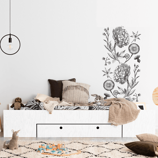 Cama 70x140 estrado de ripas e gaveta incluída Tristan Branco