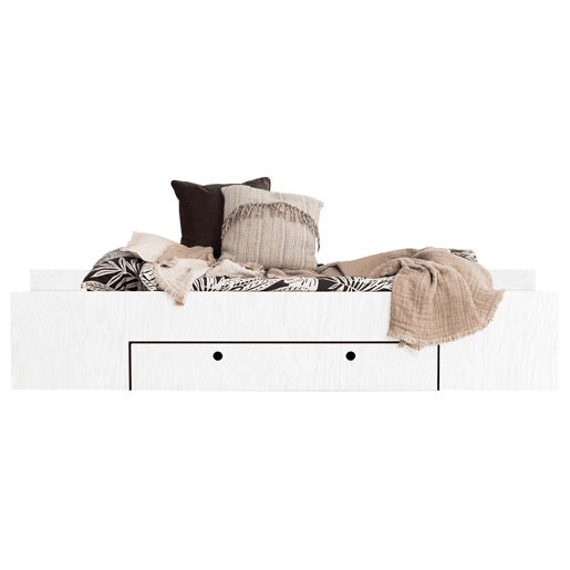 Cama 70x140 estrado de ripas e gaveta incluída Tristan Branco