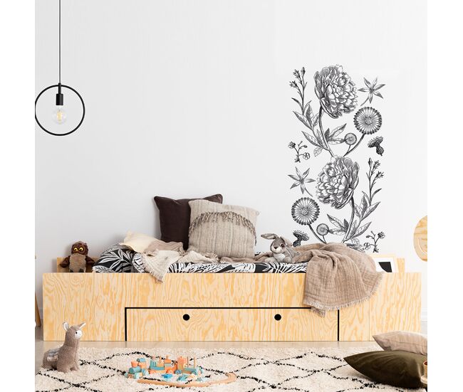 Cama 90x200 con somier y cajón tristan madera