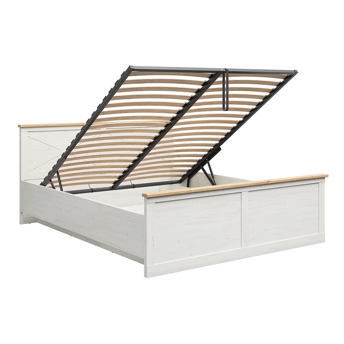 Cama canapé 180x200 con somier victoria blanco y madera