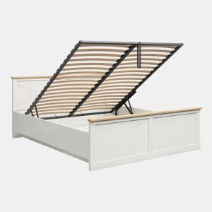 Lit coffre 180x200 sommier inclus Victoria Blanc et Bois