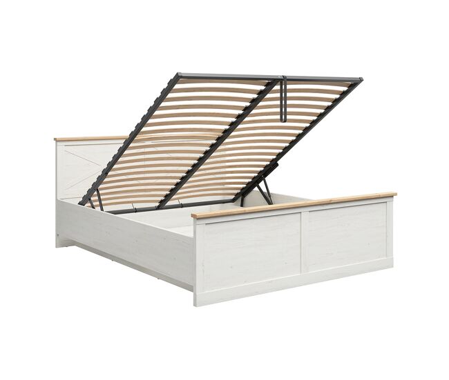 Cama canapé 180x200 con somier victoria blanco y madera