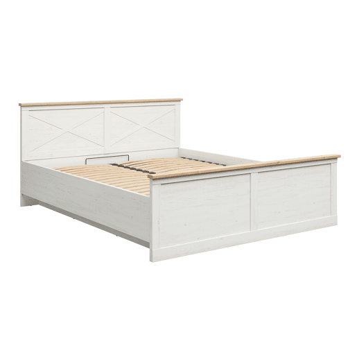 Lit coffre 180x200 sommier inclus Victoria Blanc et Bois