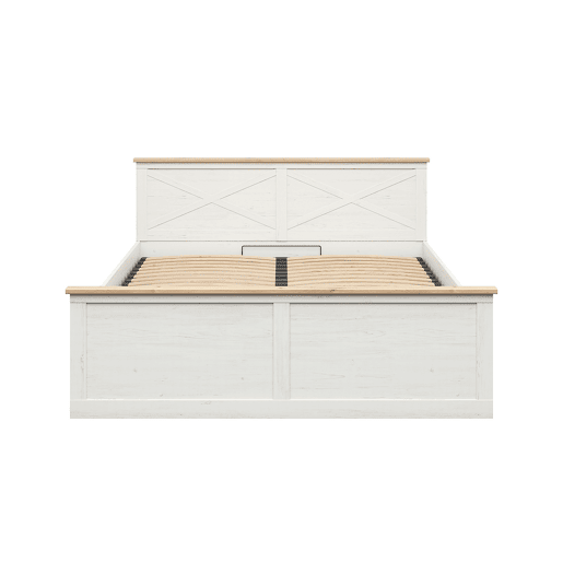 Lit coffre 180x200 sommier inclus Victoria Blanc et Bois
