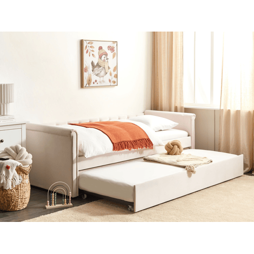 Cama gavetão Veludo LIBOURNE 90 x 200 cm Rosa pastel