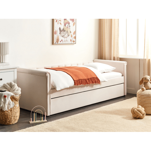Cama gavetão Veludo LIBOURNE 90 x 200 cm Rosa pastel