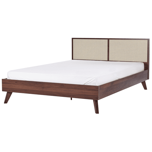 Cama Rattan MONPAZIER 180 x 200 cm Castanho escuro