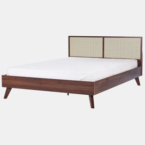 Cama Rattan MONPAZIER 180 x 200 cm Castanho escuro