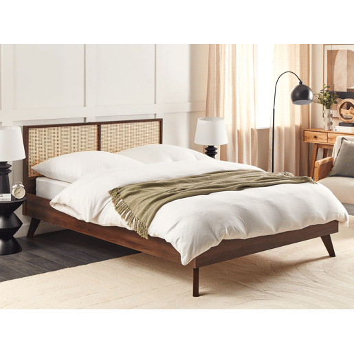 Cama Rattan MONPAZIER 180 x 200 cm Castanho escuro
