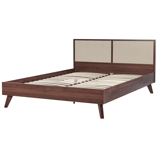 Cama Rattan MONPAZIER 180 x 200 cm Castanho escuro