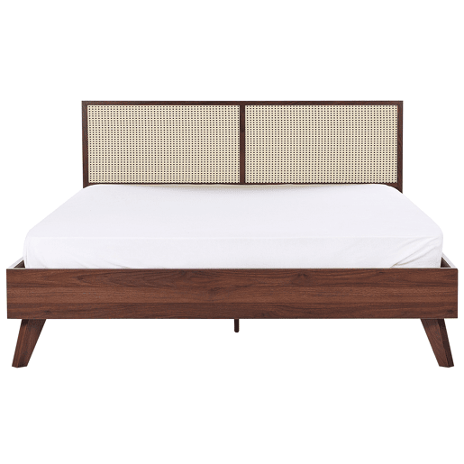 Cama Rattan MONPAZIER 180 x 200 cm Castanho escuro