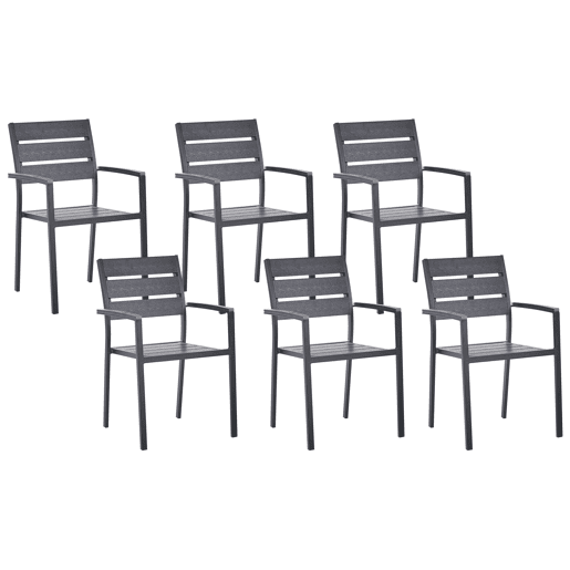 Conjunto de 6 cadeiras de jardim VERNIO Preto
