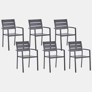 Conjunto de 6 cadeiras de jardim VERNIO Preto