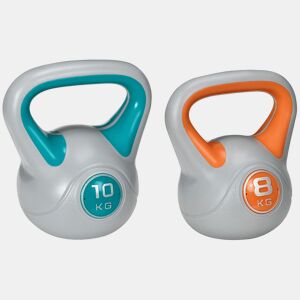 SPORTNOW Conjunto de 2 Kettlebell de 10 kg e 8 kg Kettlebell Fiteness Preenchido com Areia Punho Largo para Exercícios e Treinamento em Casa e Ginásio 22x16x26 cm 20x14x24 cm Azul e Laranja