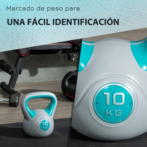 SPORTNOW Conjunto de 2 Kettlebell de 10 kg e 8 kg Kettlebell Fiteness Preenchido com Areia Punho Largo para Exercícios e Treinamento em Casa e Ginásio 22x16x26 cm 20x14x24 cm Azul e Laranja