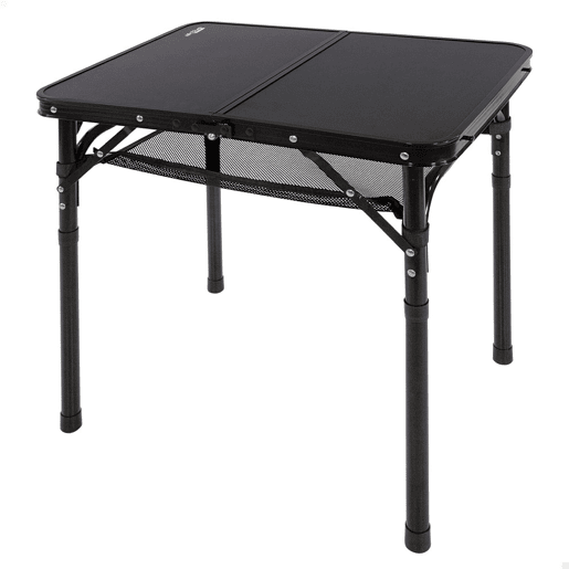 Aktive Mesa de acampamento dobrável, regulável em altura e antiderrapante, preta crede