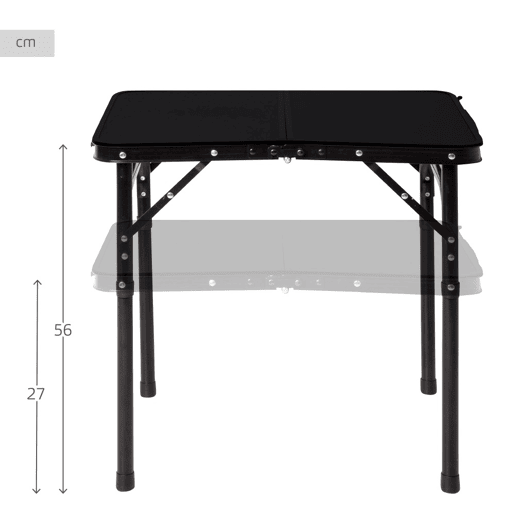 Aktive Mesa de acampamento dobrável, regulável em altura e antiderrapante, preta crede