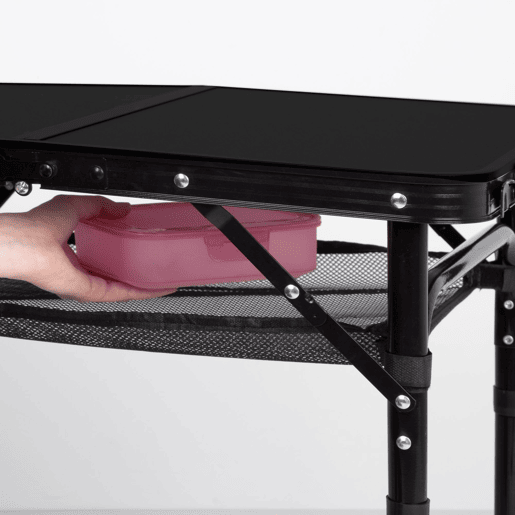 Aktive Mesa de acampamento dobrável, regulável em altura e antiderrapante, preta crede
