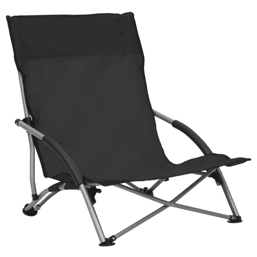 vidaXL Cadeiras de praia dobráveis 2 pcs tecido preto vidaXL Cadeiras de praia dobráveis 2 pcs tecido preto