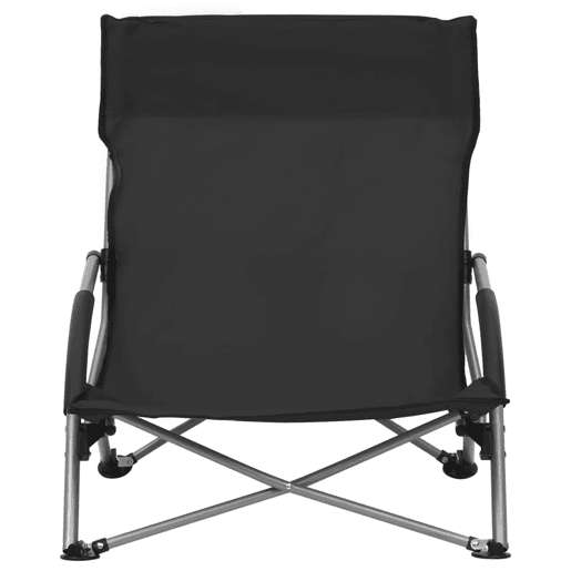vidaXL Cadeiras de praia dobráveis 2 pcs tecido preto vidaXL Cadeiras de praia dobráveis 2 pcs tecido preto