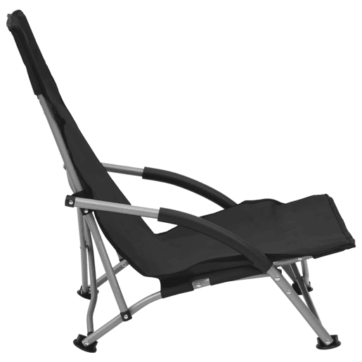 vidaXL Cadeiras de praia dobráveis 2 pcs tecido preto vidaXL Cadeiras de praia dobráveis 2 pcs tecido preto