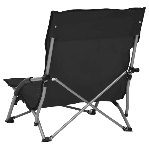 vidaXL Cadeiras de praia dobráveis 2 pcs tecido preto vidaXL Cadeiras de praia dobráveis 2 pcs tecido preto